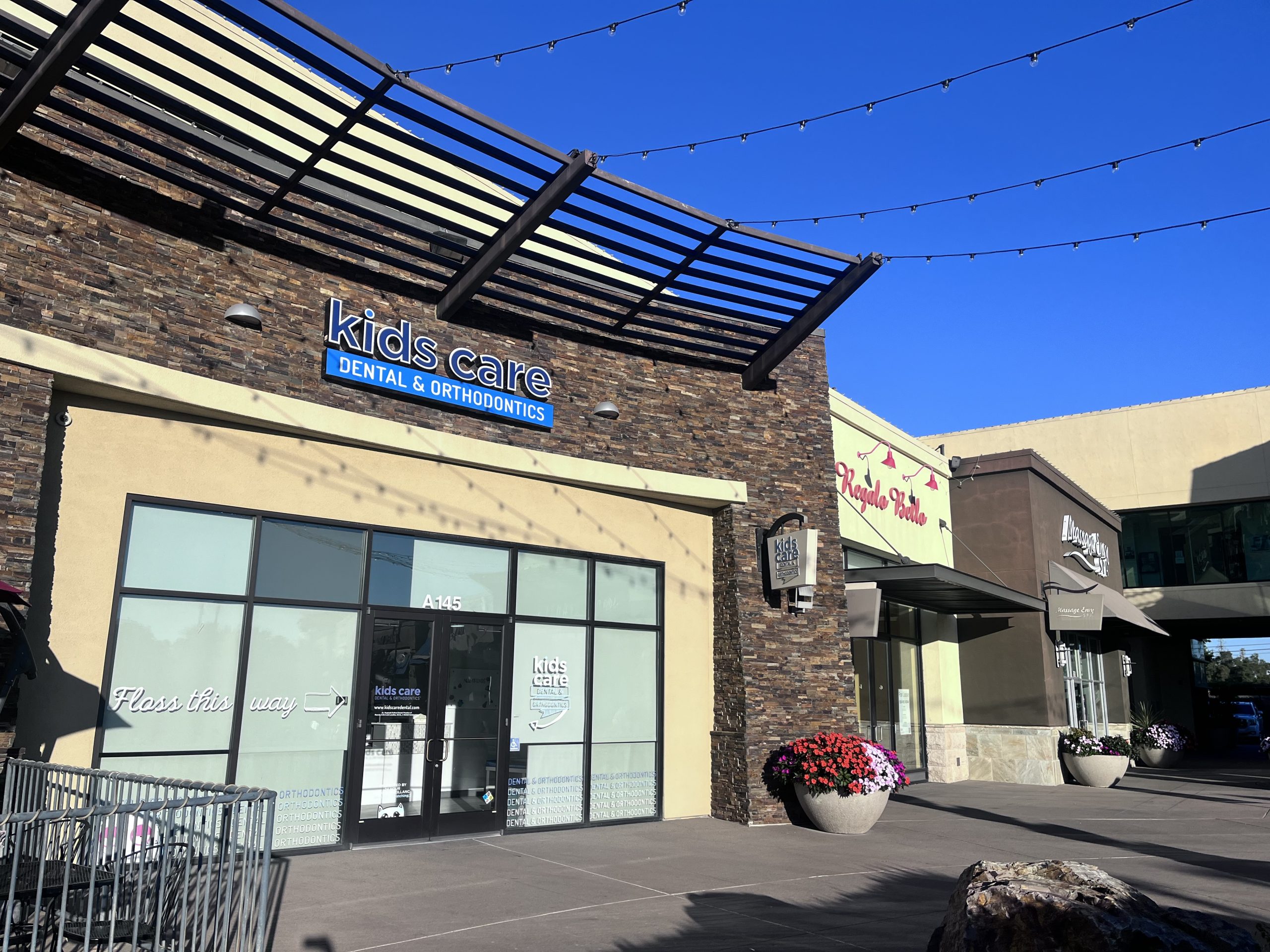 Exterior signage at Kids Care Dental & Orthodontics in Stockton, CA