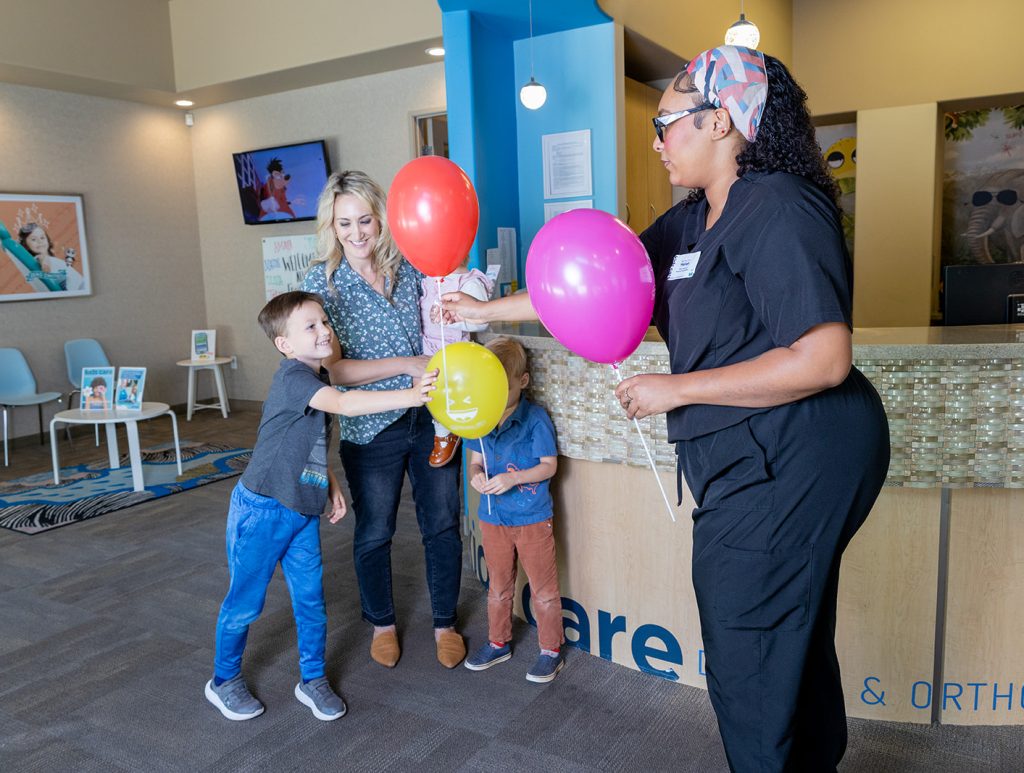 At each of our Kids Care Dental locations, we focus on delivering fun, not fear. We ensure our kid-friendly offices are stress-free so our patients feel at ease. With fun touches like video games in our waiting rooms and ceiling TVs in our treatment rooms, our staff will make each experience memorable for your kiddo. We also see special needs patients and offer sensory hours for children who might require a quieter environment to feel comfortable. At Kids Care Dental, we deliver a relaxed experience.
