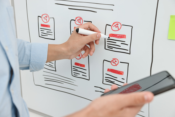 Planning a HubSpot user adoption strategy on a whiteboard before implementation