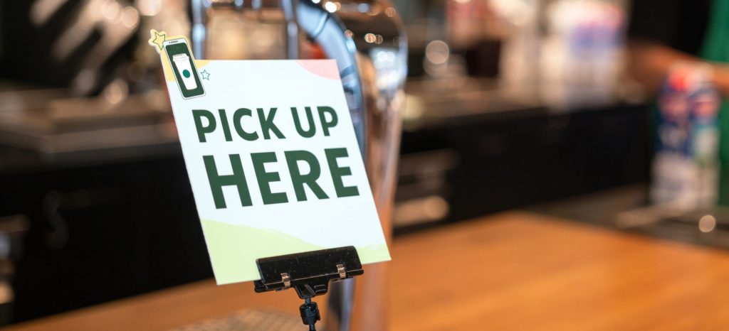 Pick Up Here Coffee Shop Sign