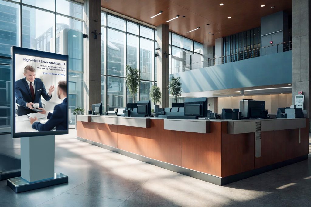 Digital Sign in Bank Branch