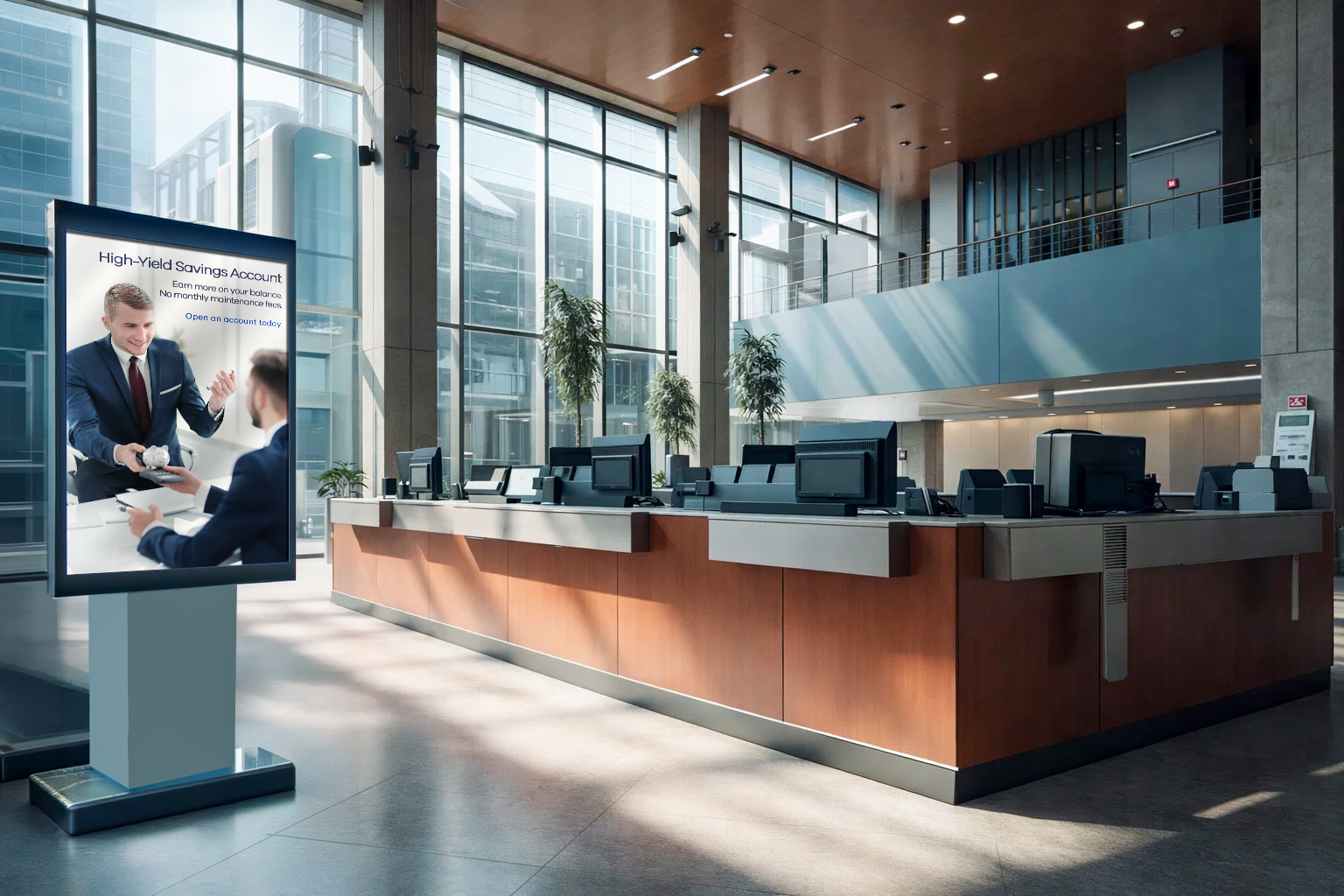 Digital Sign in Bank Branch